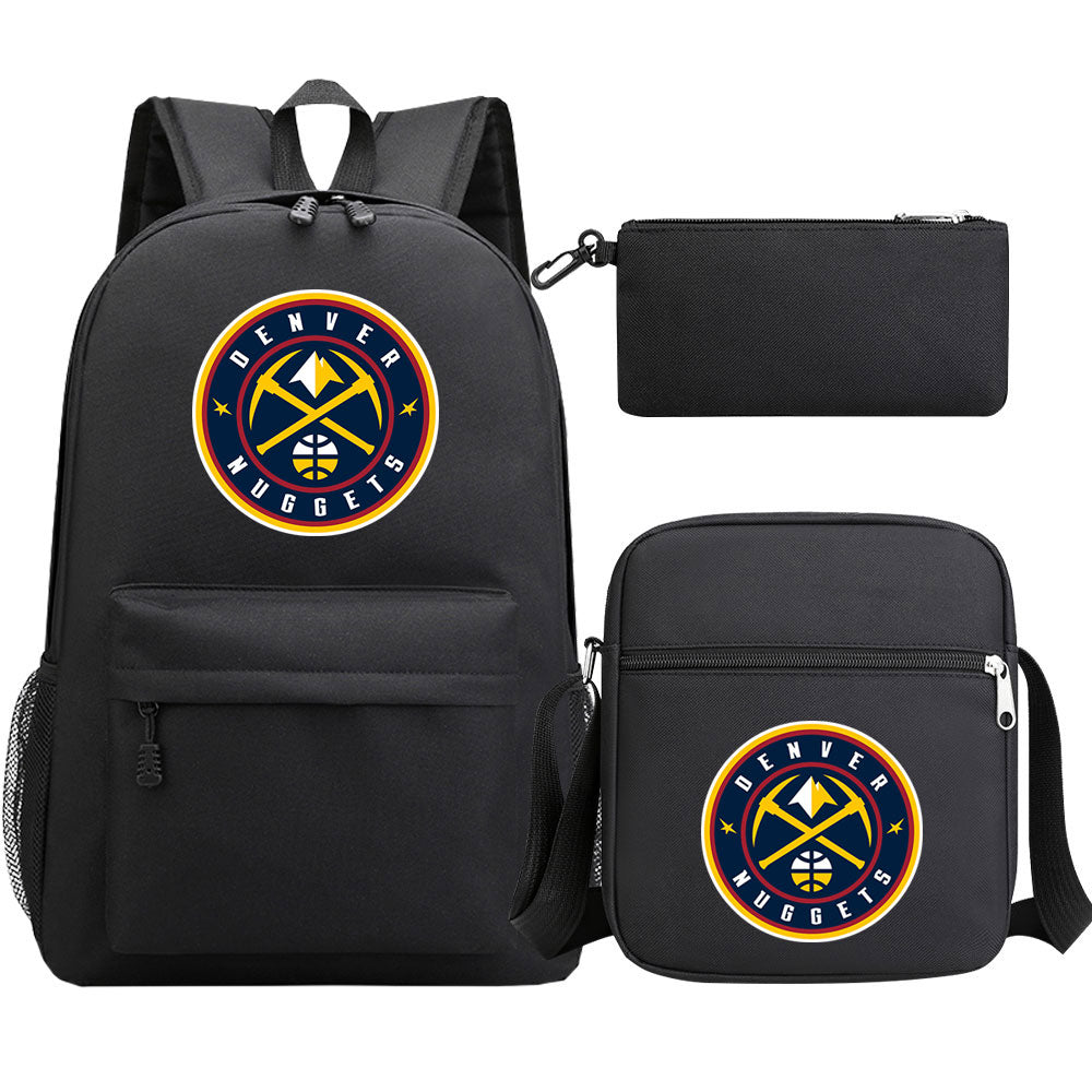 Denver Nuggets Schoolbag Backpack Shoulder Bag Pencil Bag 3pcs set for Kids Students