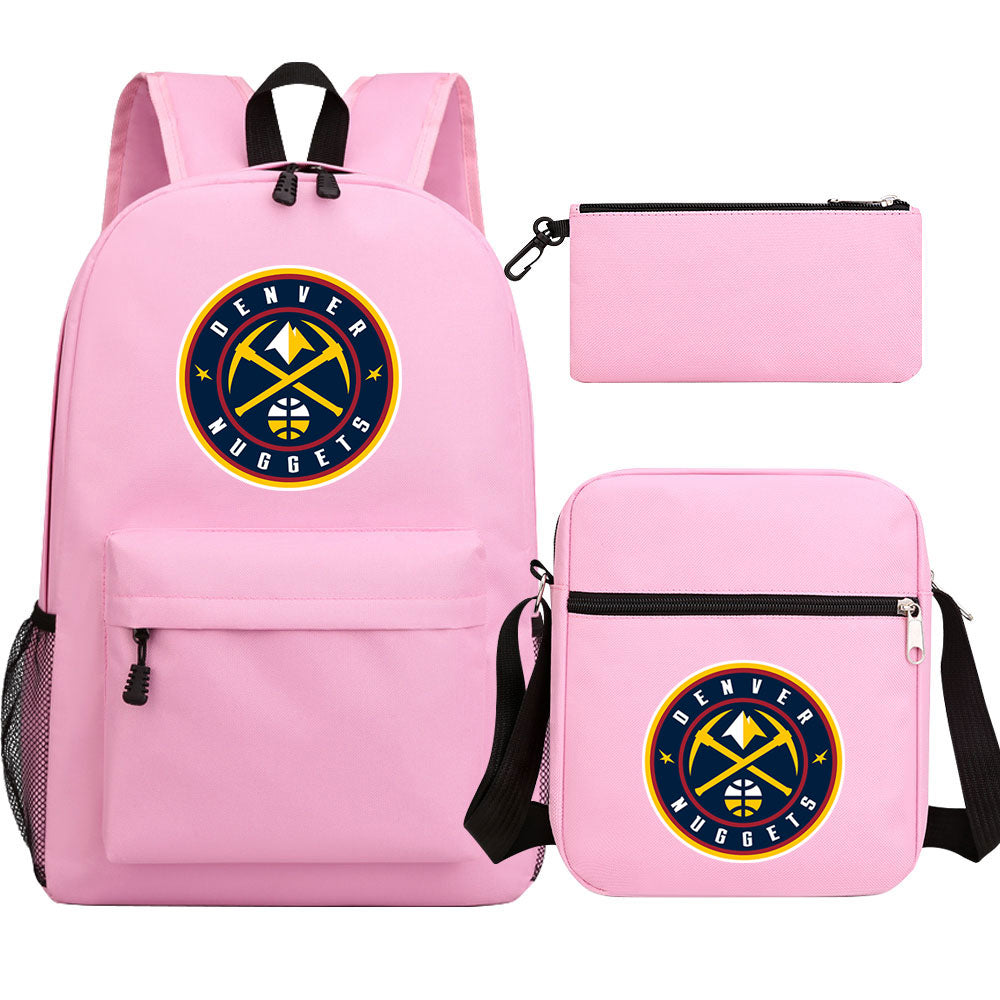 Denver Nuggets Schoolbag Backpack Shoulder Bag Pencil Bag 3pcs set for Kids Students