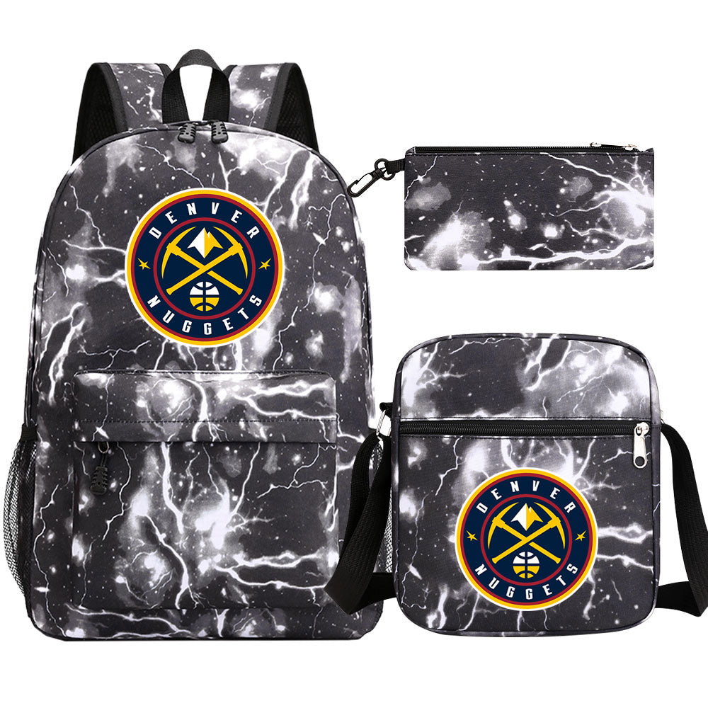 Denver Nuggets Schoolbag Backpack Shoulder Bag Pencil Bag 3pcs set for Kids Students