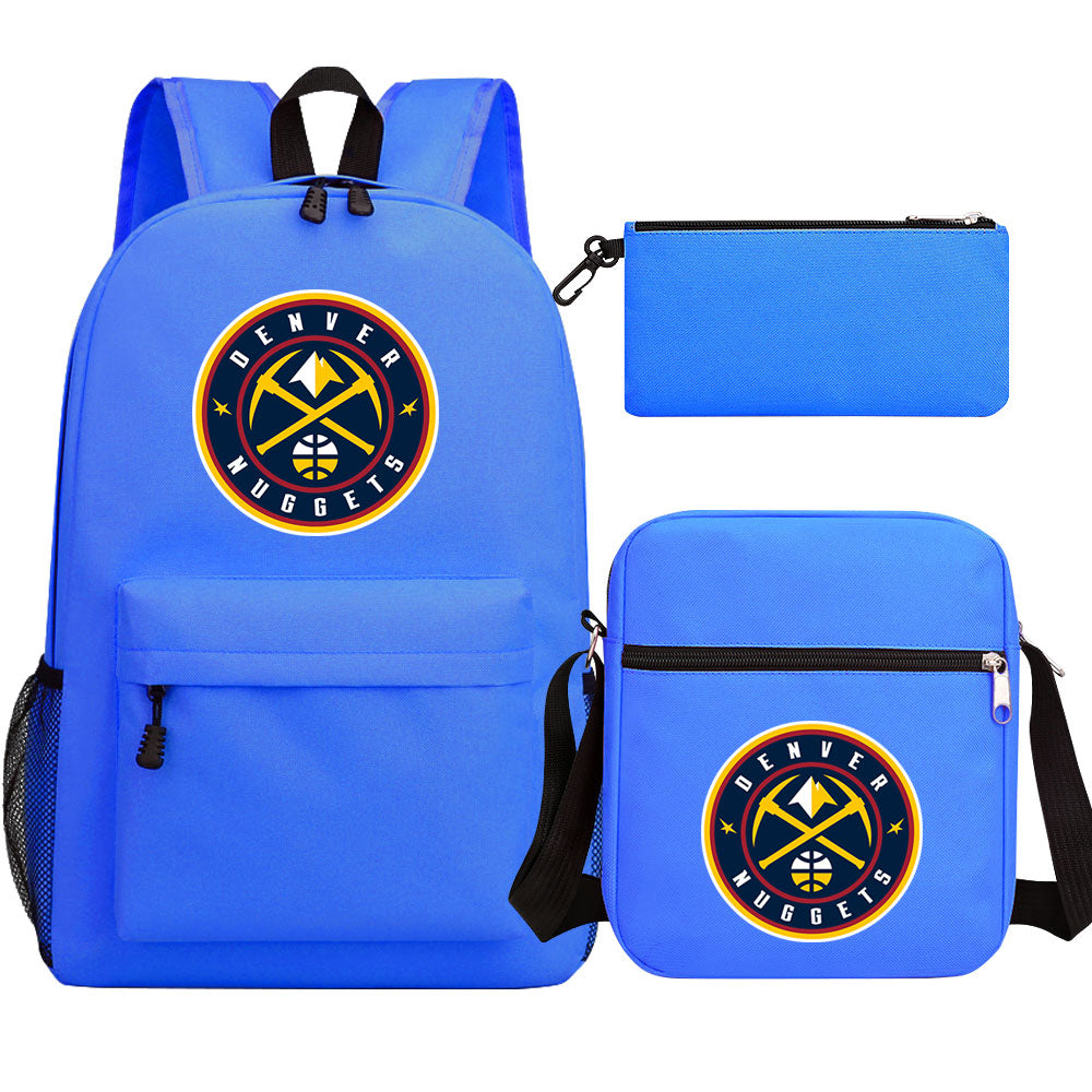Denver Nuggets Schoolbag Backpack Shoulder Bag Pencil Bag 3pcs set for Kids Students