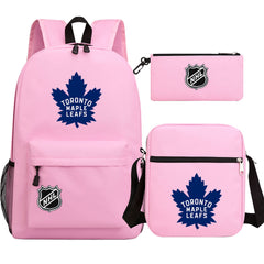Toronto Maple Leafs Hockey League Printed Schoolbag Backpack Shoulder Bag Pencil Bag 3pcs set for Kids Students