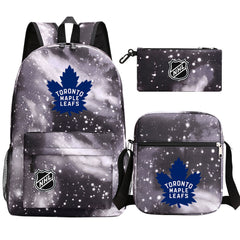 Toronto Maple Leafs Hockey League Printed Schoolbag Backpack Shoulder Bag Pencil Bag 3pcs set for Kids Students