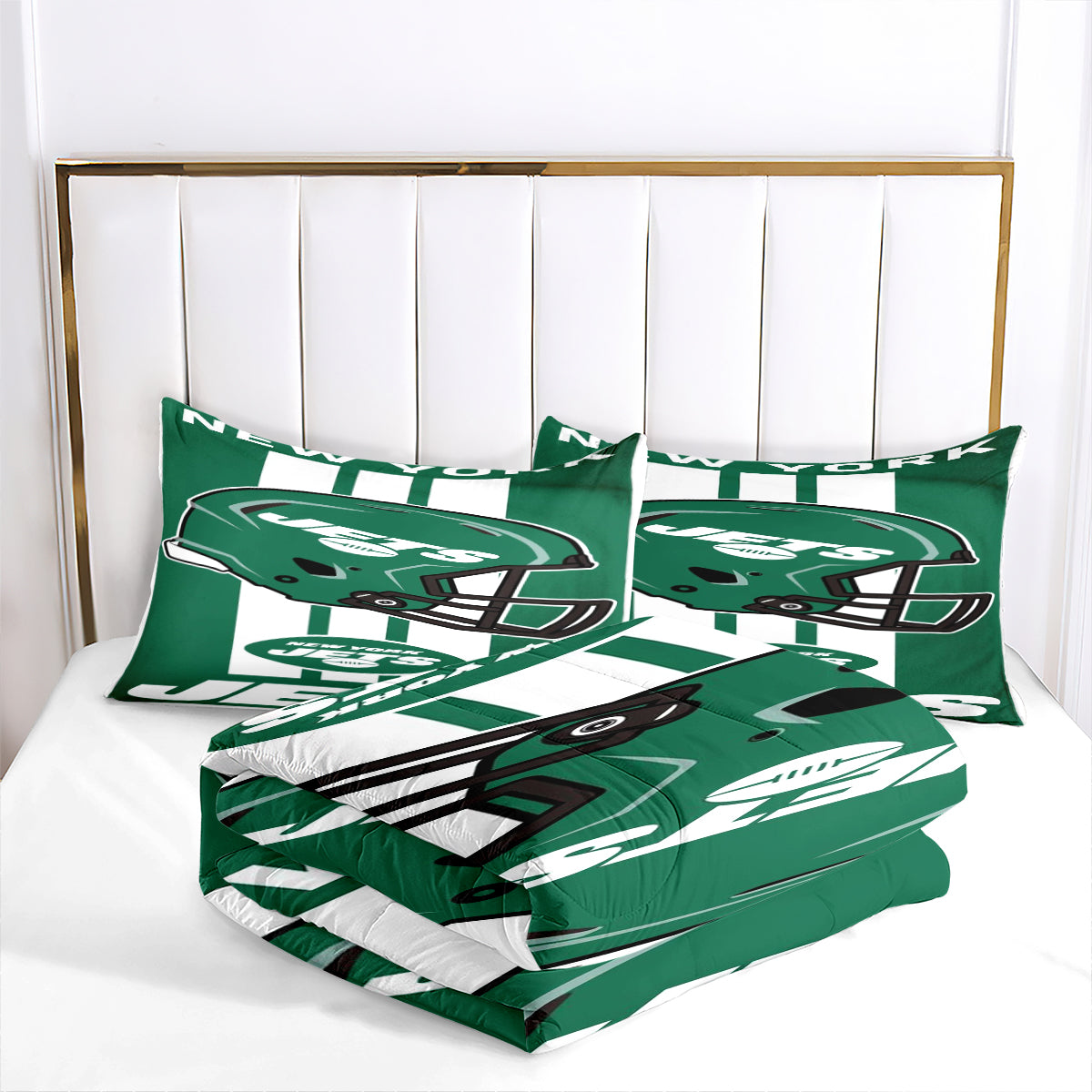 New York Rugby Jets Comforter Pillowcases 3PC Sets Blanket All Season Reversible Quilted Duvet