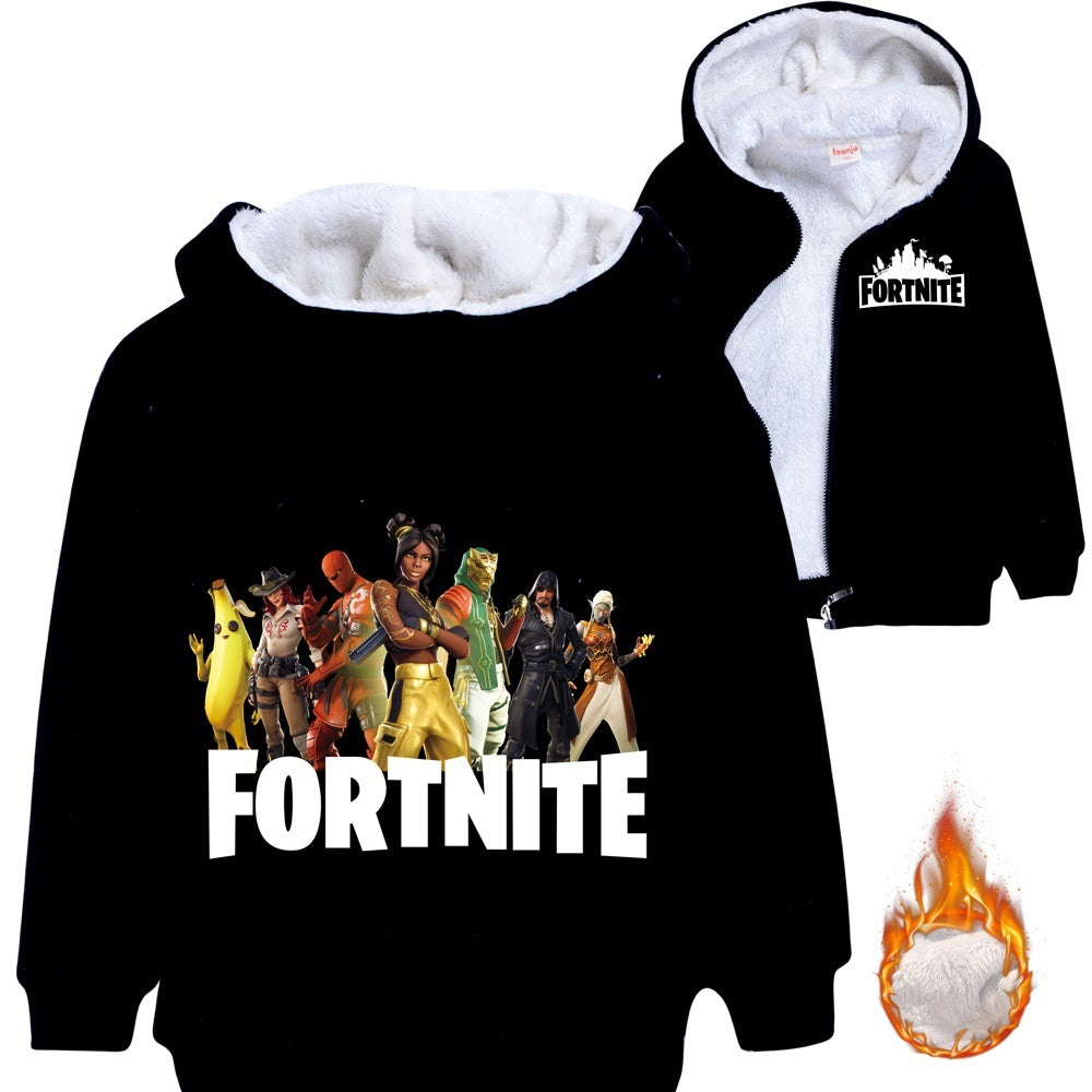 Fortnight Sherpa Lined Hoodie Fleece Sweatshirt Full Zip Hooded Jacket for Kids
