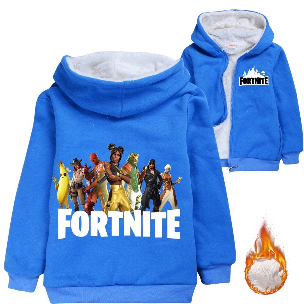 Fortnight Sherpa Lined Hoodie Fleece Sweatshirt Full Zip Hooded Jacket for Kids