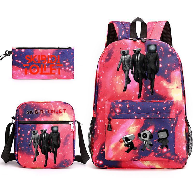 Game Skibidi Toilet Schoolbag Backpack Shoulder Bag Pencil Bag Set Gift for Kids Students