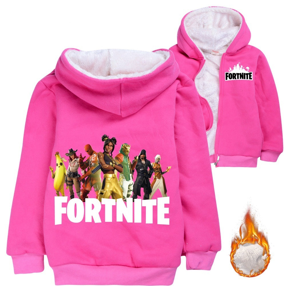 Fortnight Sherpa Lined Hoodie Fleece Sweatshirt Full Zip Hooded Jacket for Kids