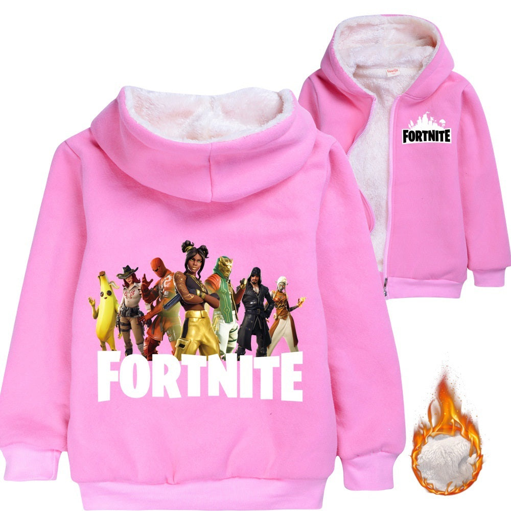 Fortnight Sherpa Lined Hoodie Fleece Sweatshirt Full Zip Hooded Jacket for Kids