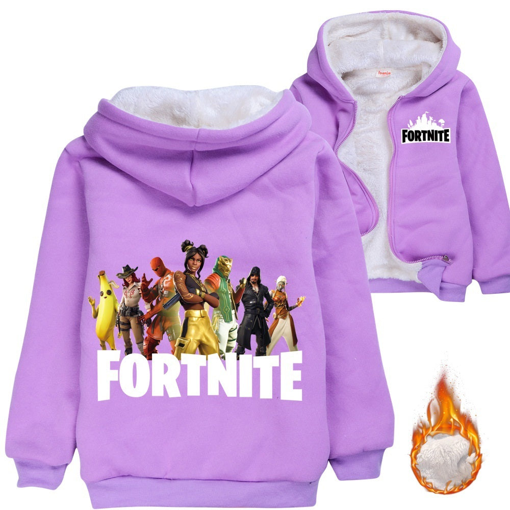 Fortnight Sherpa Lined Hoodie Fleece Sweatshirt Full Zip Hooded Jacket for Kids