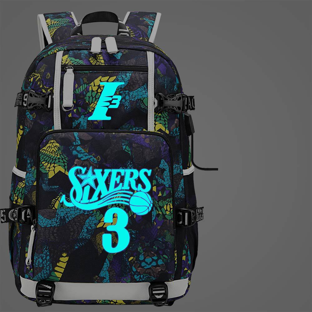 Philadelphia Basketball Sixers Celtics USB Charging Backpack School Notebook Travel Bags