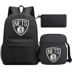Brooklyn Nets Schoolbag Backpack Shoulder Bag Pencil Bag 3pcs set for Kids Students
