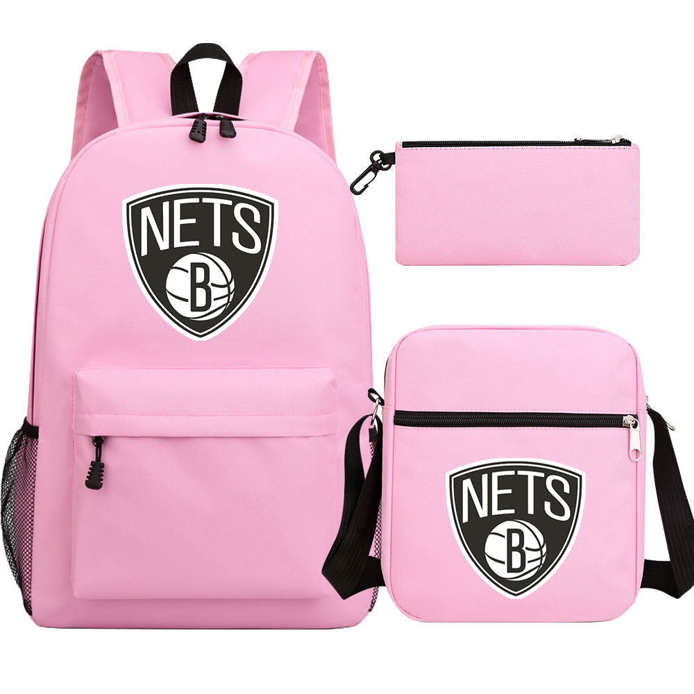 Brooklyn Nets Schoolbag Backpack Shoulder Bag Pencil Bag 3pcs set for Kids Students