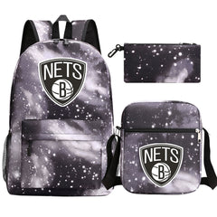 Brooklyn Nets Schoolbag Backpack Shoulder Bag Pencil Bag 3pcs set for Kids Students