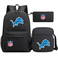 Detroit Lions Football Team Printed Schoolbag Backpack Shoulder Bag Pencil Bag 3pcs set for Kids Students