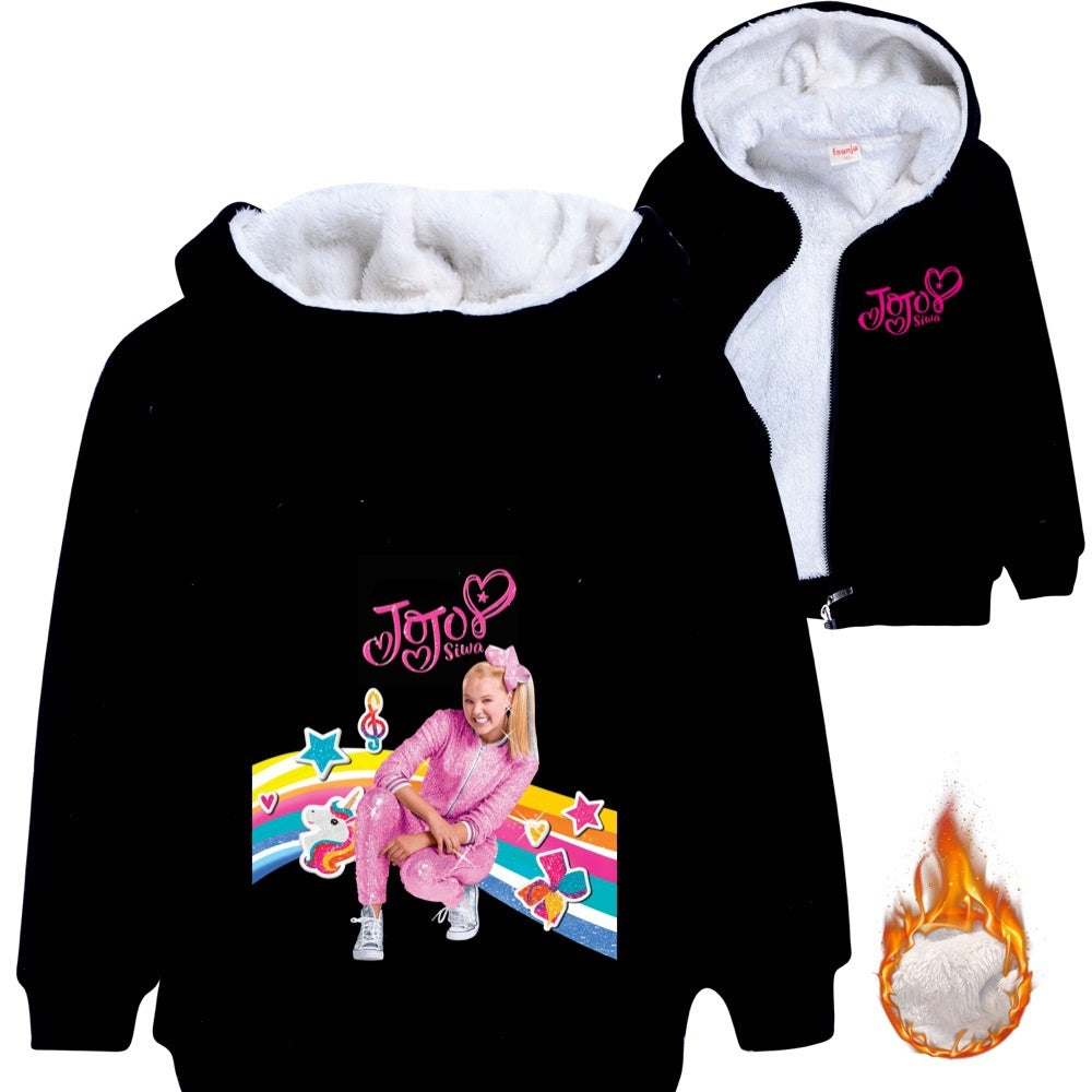 Jojo Siwa Sherpa Lined Hoodie Fleece Sweatshirt Full Zip Hooded Jacket for Kids