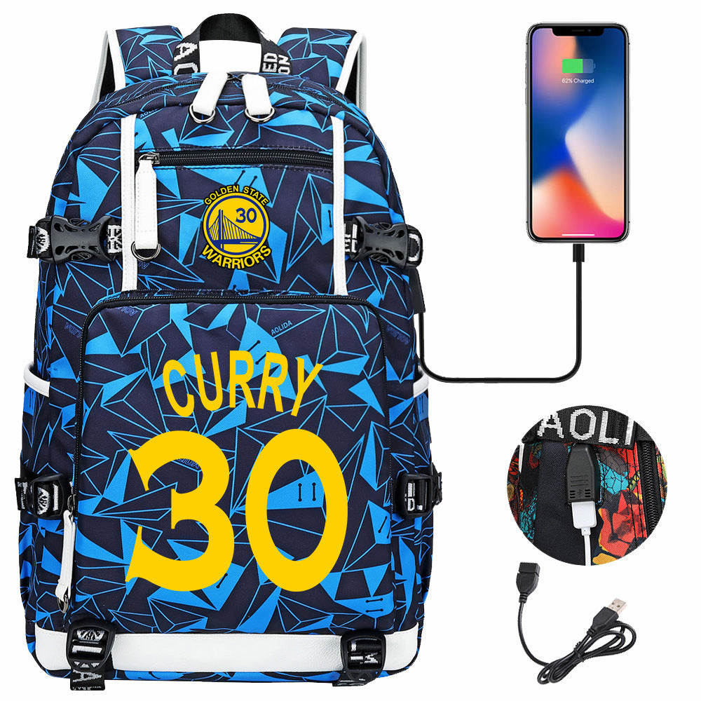 Kobe Black Mamba Curry Bucks USB Charging Backpack School Notebook Travel Bags Basketball Bag