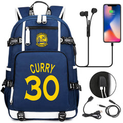Golden State Basketball Curry Warrior USB Charging Backpack School Notebook Travel Bags