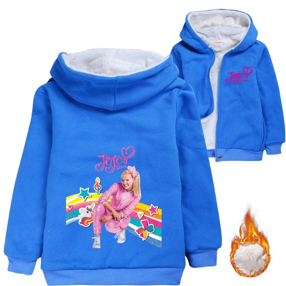 Jojo Siwa Sherpa Lined Hoodie Fleece Sweatshirt Full Zip Hooded Jacket for Kids