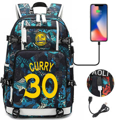 Golden State Basketball Curry Warrior USB Charging Backpack School Notebook Travel Bags
