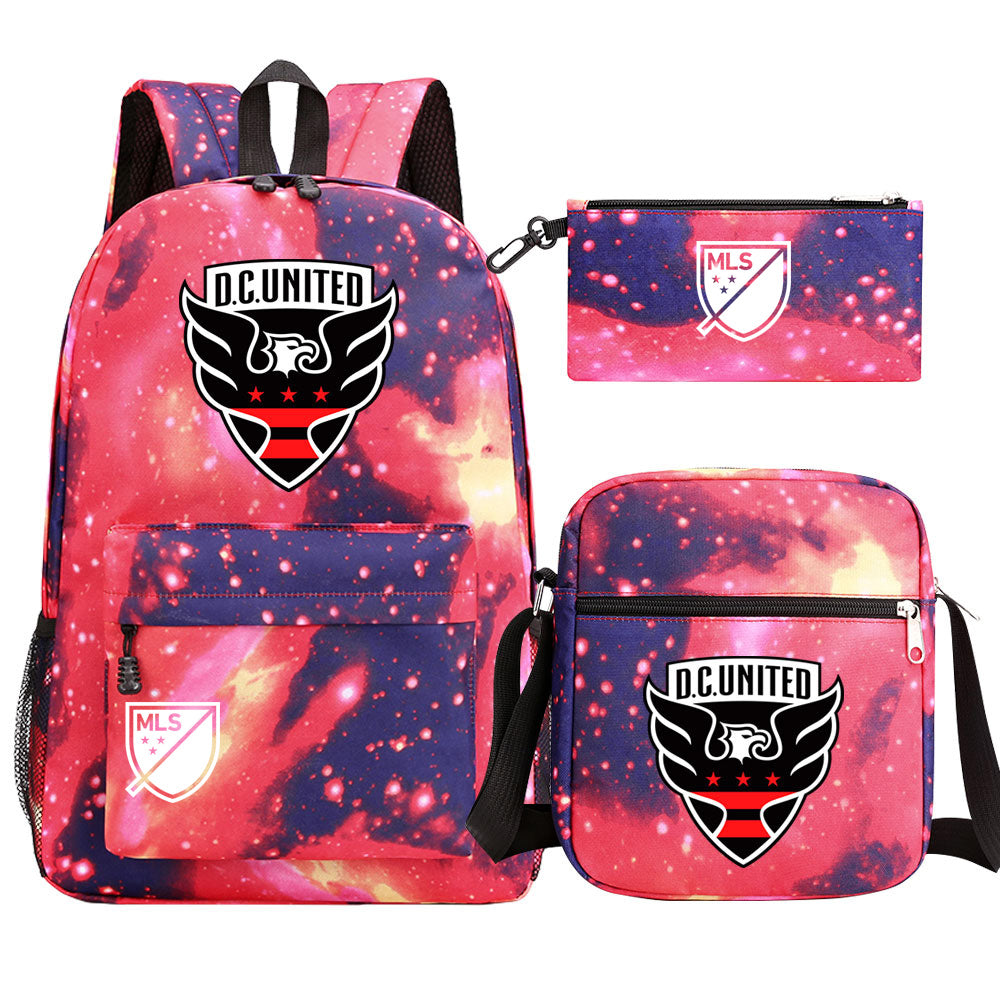 DC United Soccer 3D Printed Schoolbag Backpack Shoulder Bag Pencil Bag 3pcs set for Kids Students