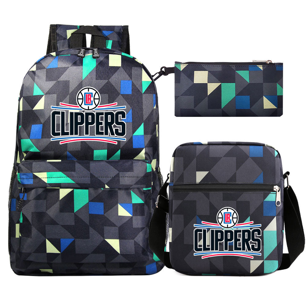 Los Angeles Clippers Schoolbag Backpack Shoulder Bag Pencil Bag 3pcs set for Kids Students
