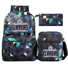 Los Angeles Clippers Schoolbag Backpack Shoulder Bag Pencil Bag 3pcs set for Kids Students