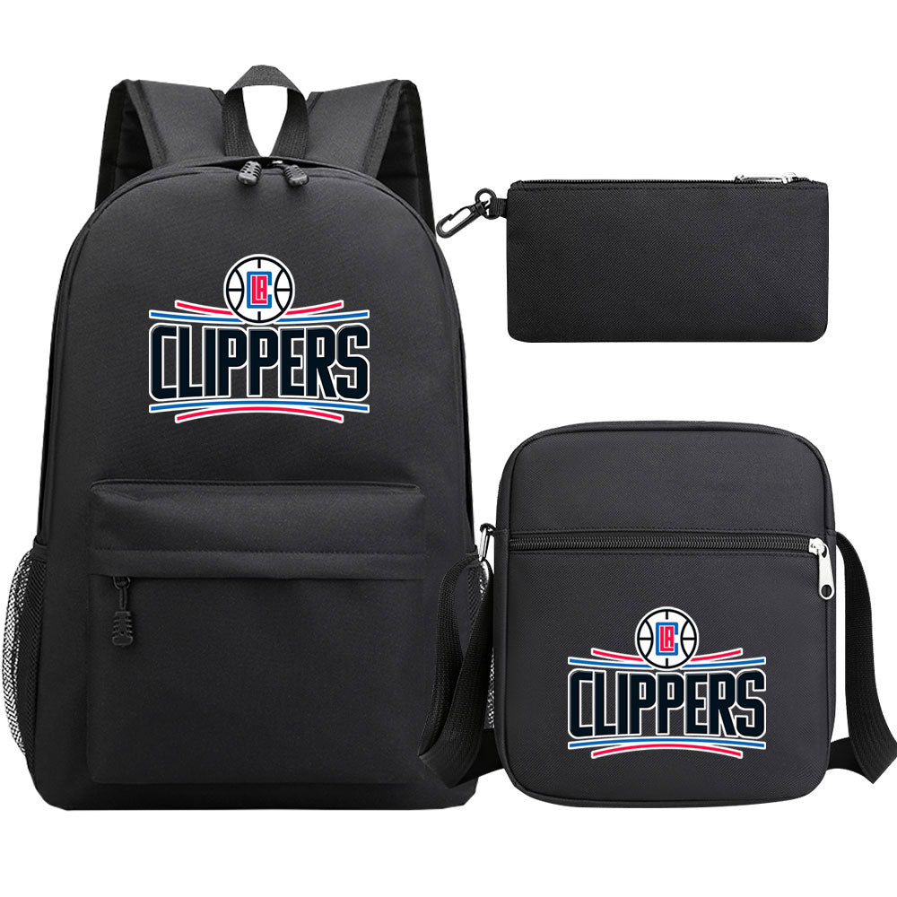 Los Angeles Clippers Schoolbag Backpack Shoulder Bag Pencil Bag 3pcs set for Kids Students