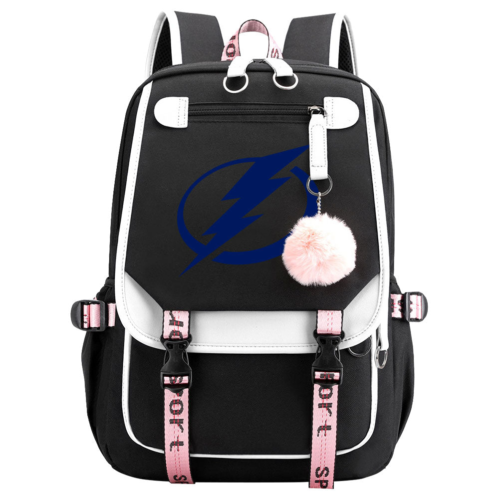 Tampa Bay Lightning Hockey League Waterproof Backpack School Notebook Travel Bag USB Charging