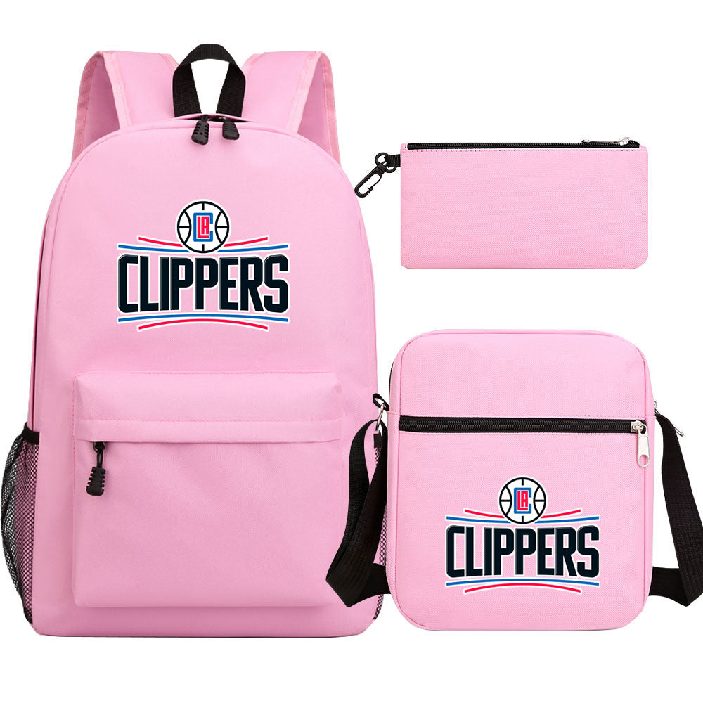 Los Angeles Clippers Schoolbag Backpack Shoulder Bag Pencil Bag 3pcs set for Kids Students