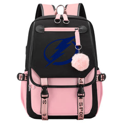 Tampa Bay Lightning Hockey League Waterproof Backpack School Notebook Travel Bag USB Charging