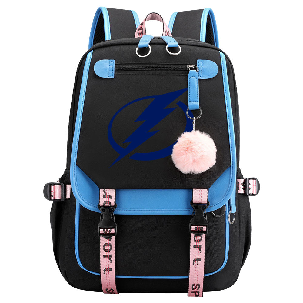 Tampa Bay Lightning Hockey League Waterproof Backpack School Notebook Travel Bag USB Charging