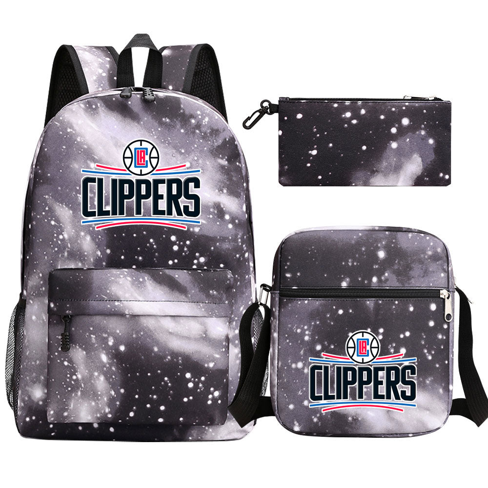 Los Angeles Clippers Schoolbag Backpack Shoulder Bag Pencil Bag 3pcs set for Kids Students
