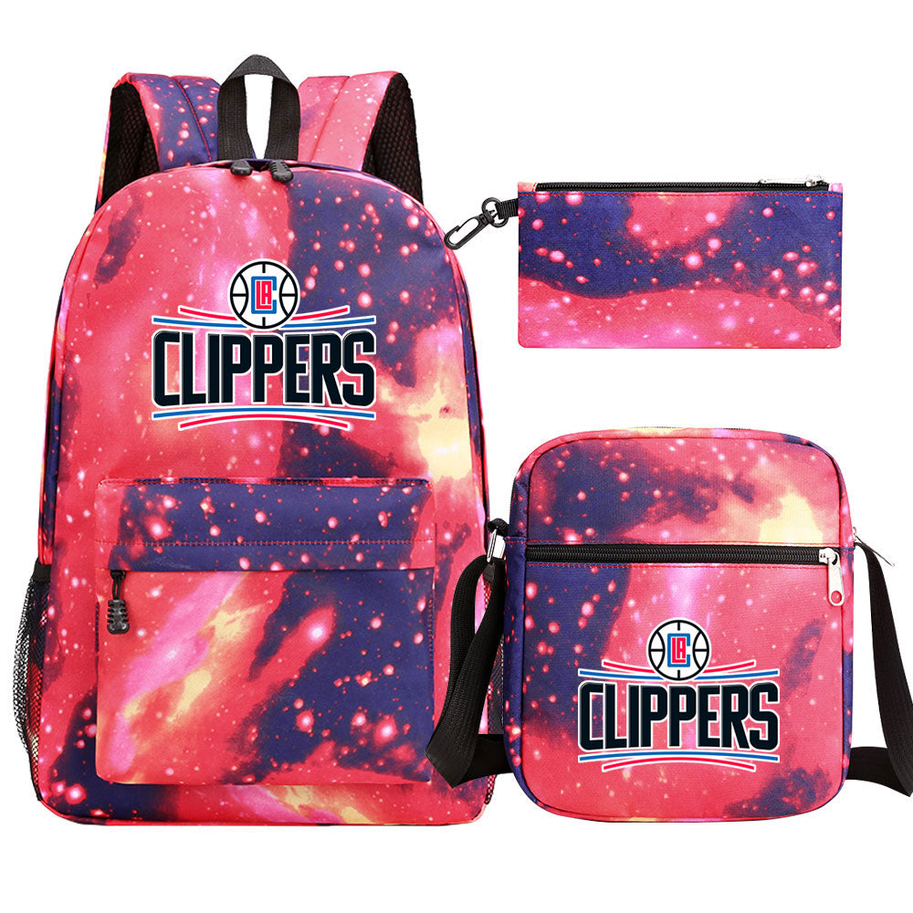 Los Angeles Clippers Schoolbag Backpack Shoulder Bag Pencil Bag 3pcs set for Kids Students