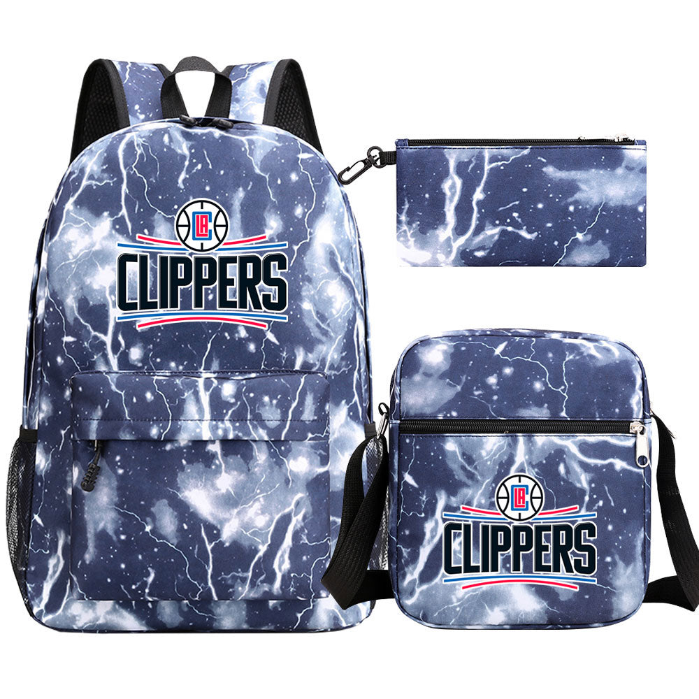 Los Angeles Clippers Schoolbag Backpack Shoulder Bag Pencil Bag 3pcs set for Kids Students