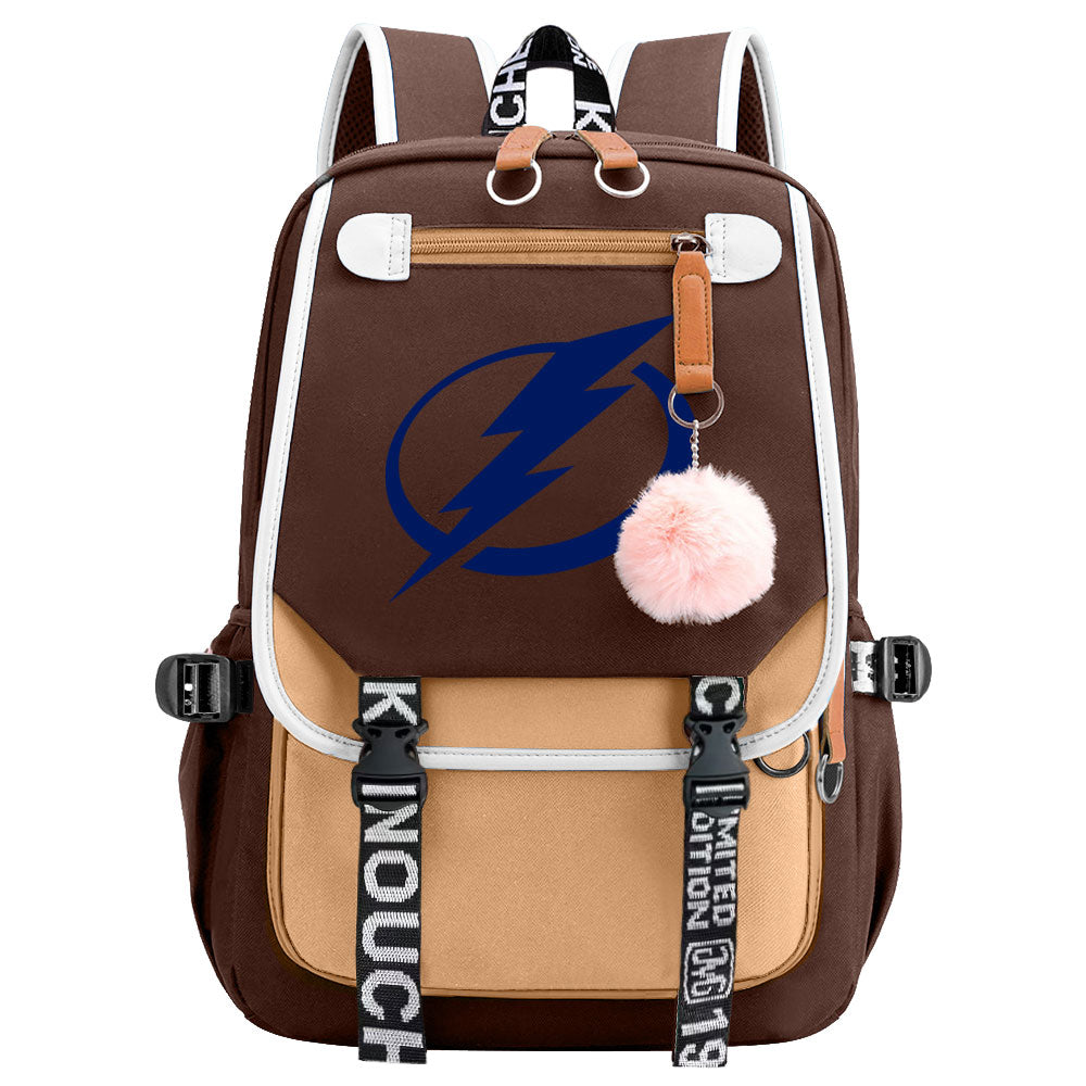 Tampa Bay Lightning Hockey League Waterproof Backpack School Notebook Travel Bag USB Charging