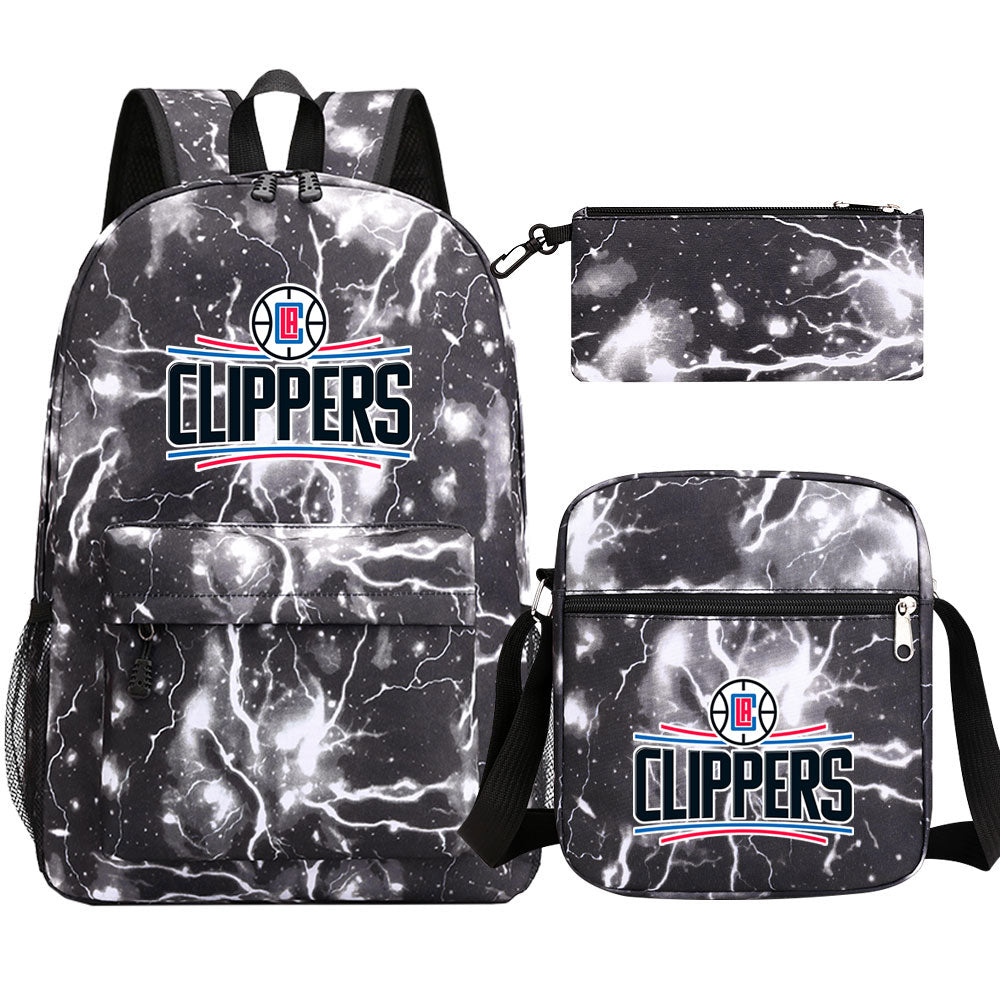 Los Angeles Clippers Schoolbag Backpack Shoulder Bag Pencil Bag 3pcs set for Kids Students