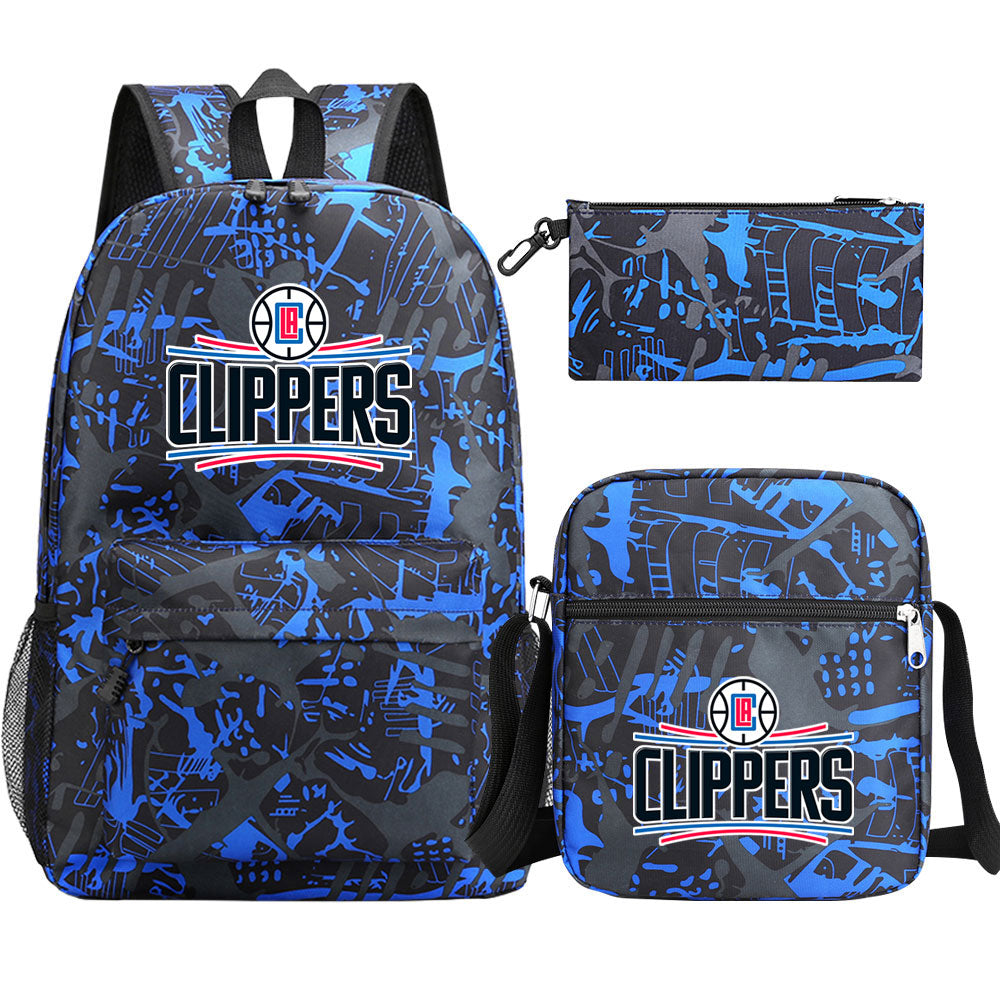 Los Angeles Clippers Schoolbag Backpack Shoulder Bag Pencil Bag 3pcs set for Kids Students