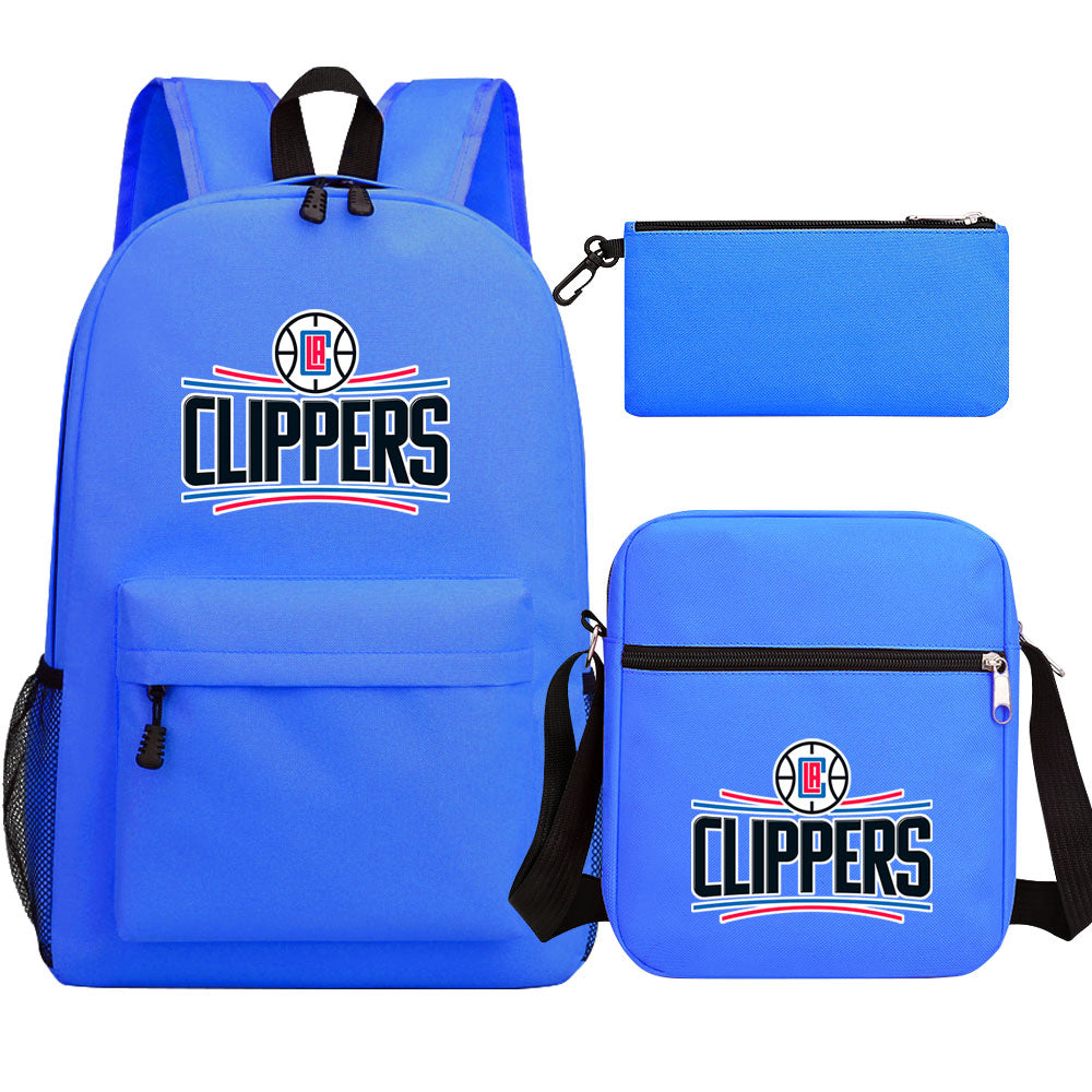 Los Angeles Clippers Schoolbag Backpack Shoulder Bag Pencil Bag 3pcs set for Kids Students