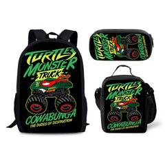 Monster Jam Backpack Schoolbag Lunch Bag Pencil Bag for Kids Students 3PCS