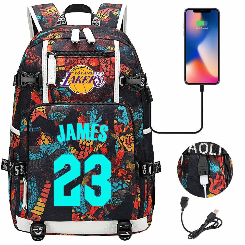 Kobe Black Mamba Curry Bucks USB Charging Backpack School Notebook Travel Bags Basketball Bag