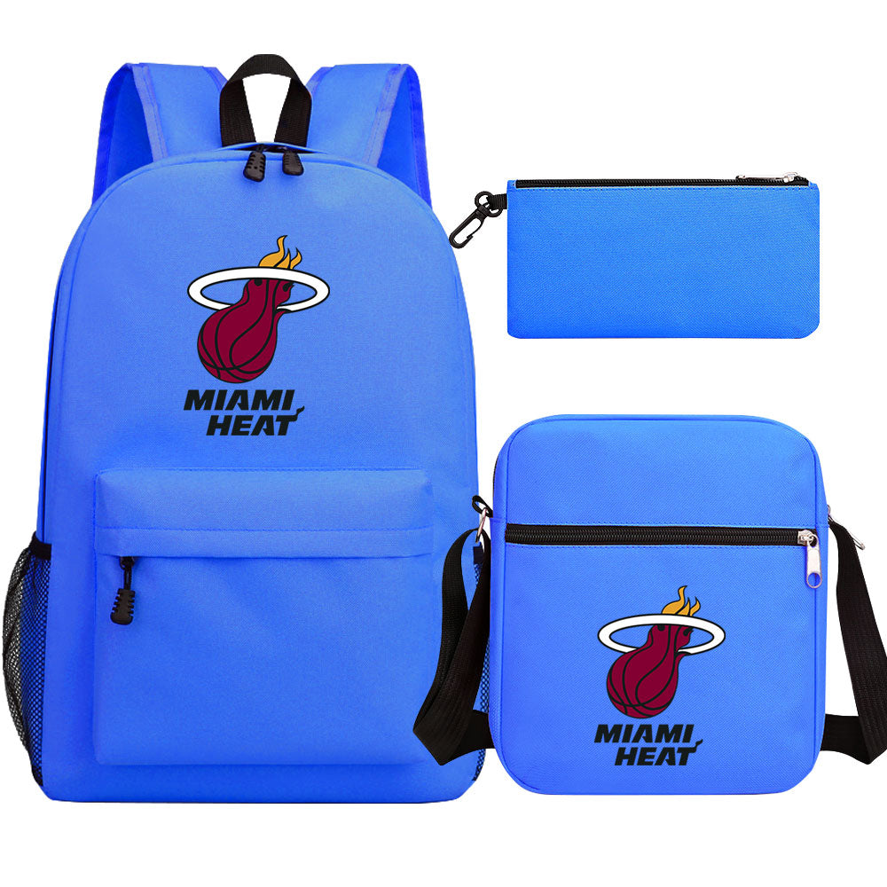 Miami Heat Schoolbag Backpack Shoulder Bag Pencil Bag 3pcs set for Kids Students