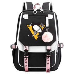 Pittsburgh Penguins Hockey League Waterproof Backpack School Notebook Travel Bag USB Charging