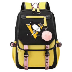 Pittsburgh Penguins Hockey League Waterproof Backpack School Notebook Travel Bag USB Charging