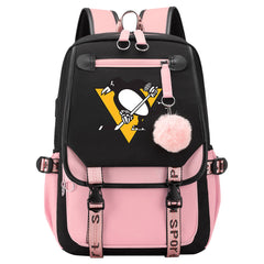 Pittsburgh Penguins Hockey League Waterproof Backpack School Notebook Travel Bag USB Charging