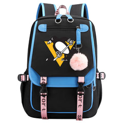 Pittsburgh Penguins Hockey League Waterproof Backpack School Notebook Travel Bag USB Charging