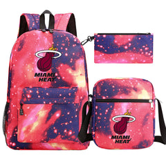 Miami Heat Schoolbag Backpack Shoulder Bag Pencil Bag 3pcs set for Kids Students