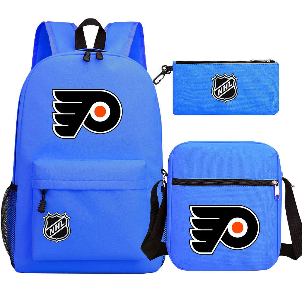 Philadelphia Flyers Hockey League Printed Schoolbag Backpack Shoulder Bag Pencil Bag 3pcs set for Kids Students