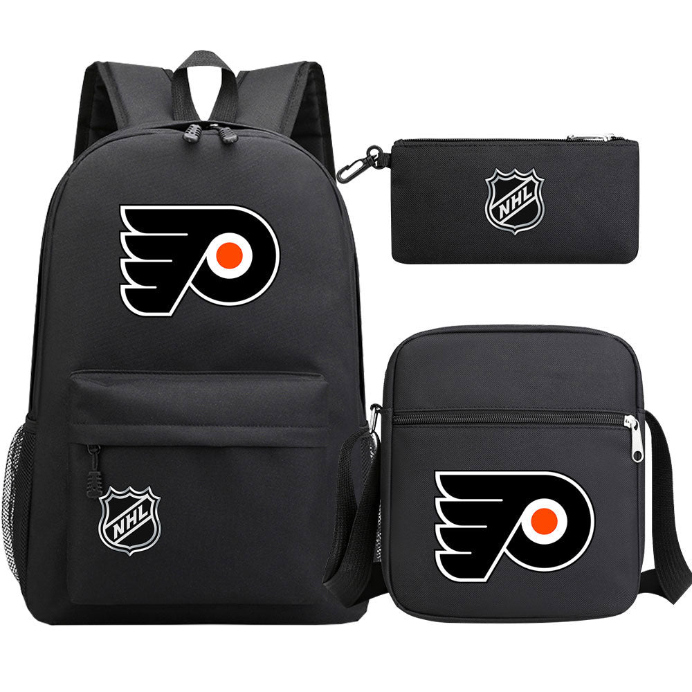 Philadelphia Flyers Hockey League Printed Schoolbag Backpack Shoulder Bag Pencil Bag 3pcs set for Kids Students