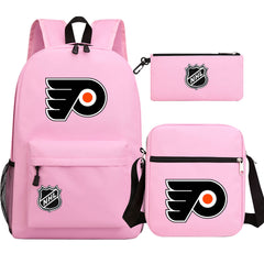 Philadelphia Flyers Hockey League Printed Schoolbag Backpack Shoulder Bag Pencil Bag 3pcs set for Kids Students