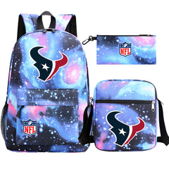 Houston Texans  Football Team Printed Schoolbag Backpack Shoulder Bag Pencil Bag 3pcs set for Kids Students